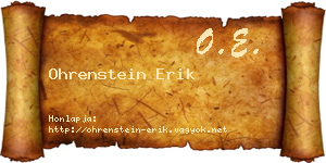 Ohrenstein Erik névjegykártya